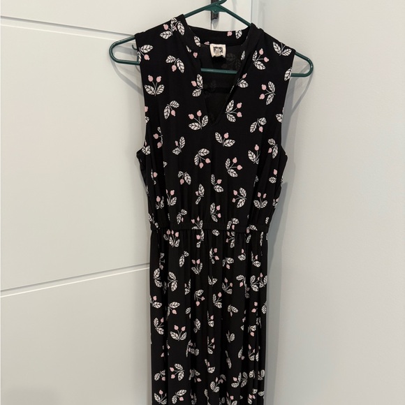 Anne Klein Black Dress with Pink and White Floral Accents - Picture 1 of 5